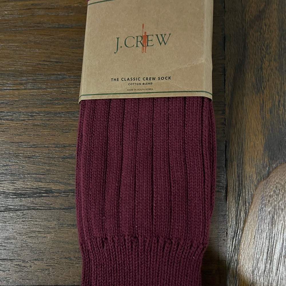 NWT - J. Crew Classic Crew Socks in Burgundy